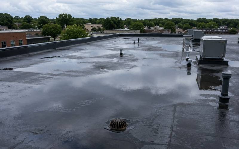 Flat roof ponding water repair Shelburne